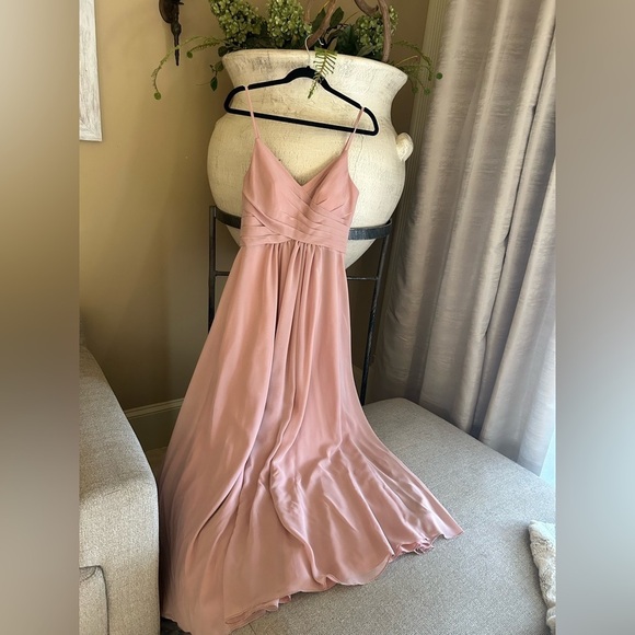 JJhouse dress A-line V-Neck Floor-Length Chiffon Bridesmaid Dress With Pleated - Picture 7 of 9